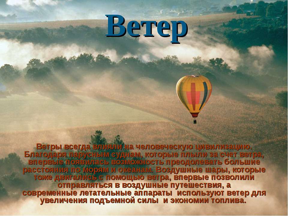 Ветер. Влияние ветра на растения и животных.