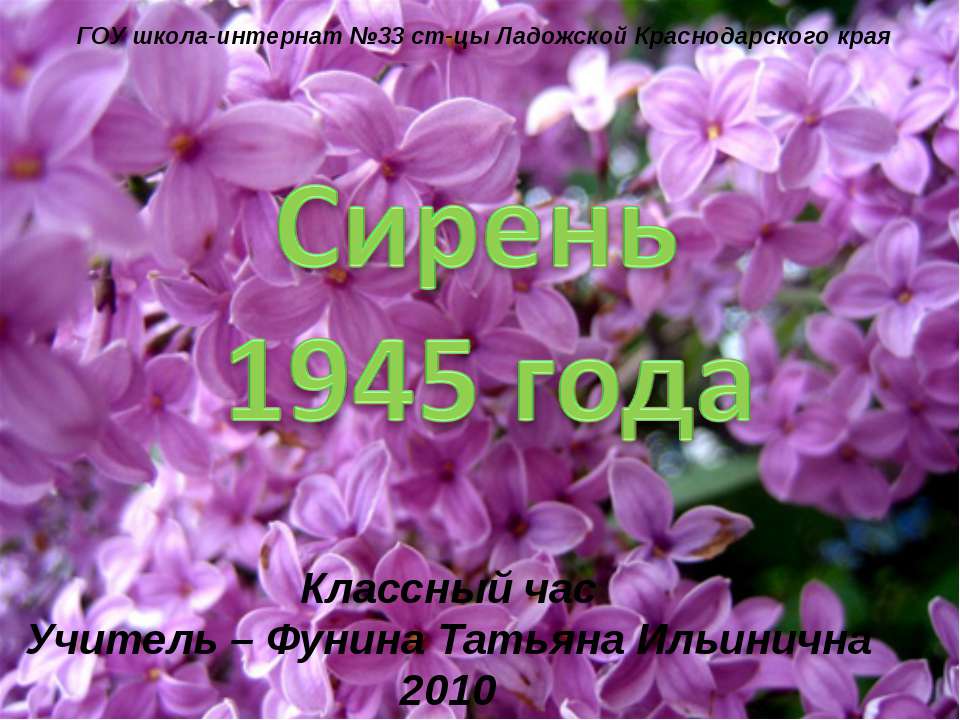 Сирень 1945 года