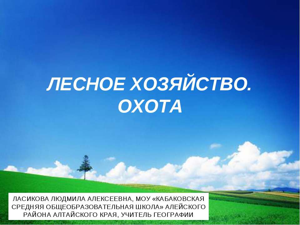 Лесное хозяйство. Охота