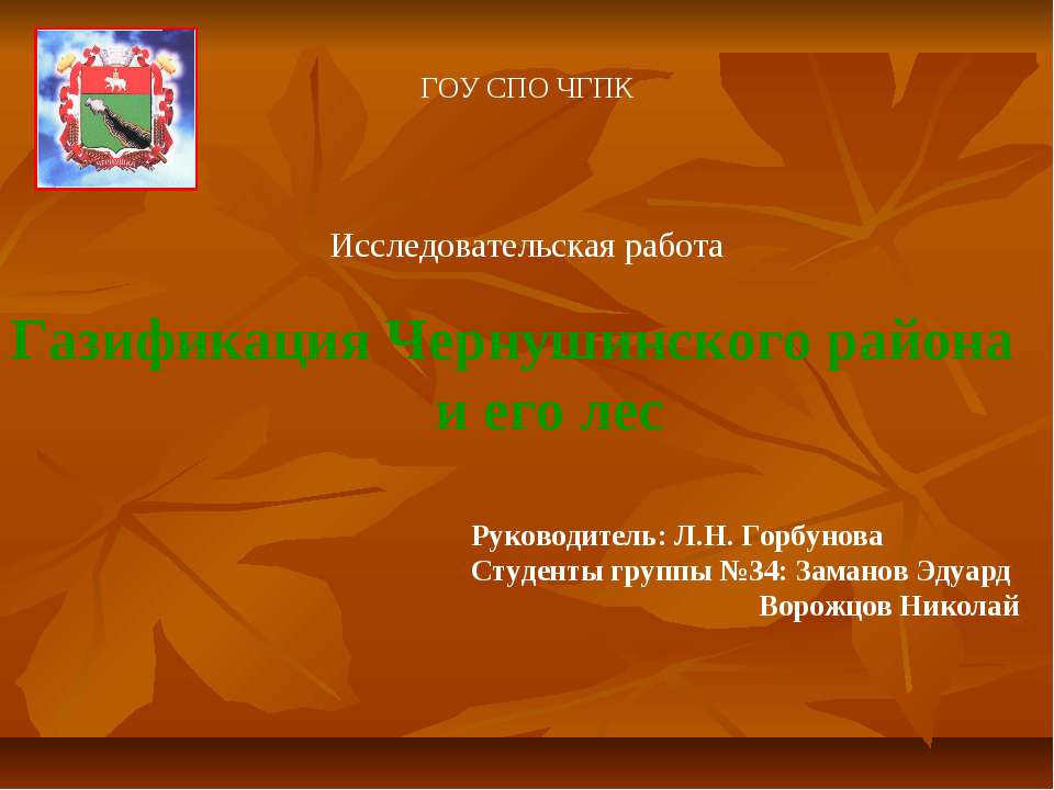 Газификация Чернушинского района и его лес