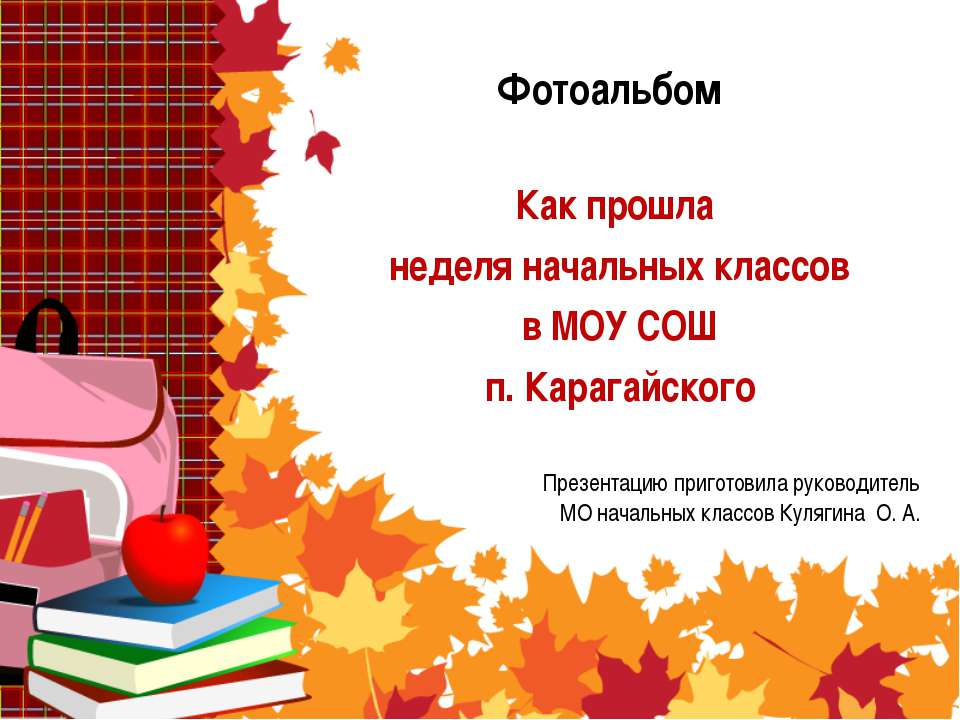 Как прошла неделя начальных классов в МОУ СОШ п. Карагайского