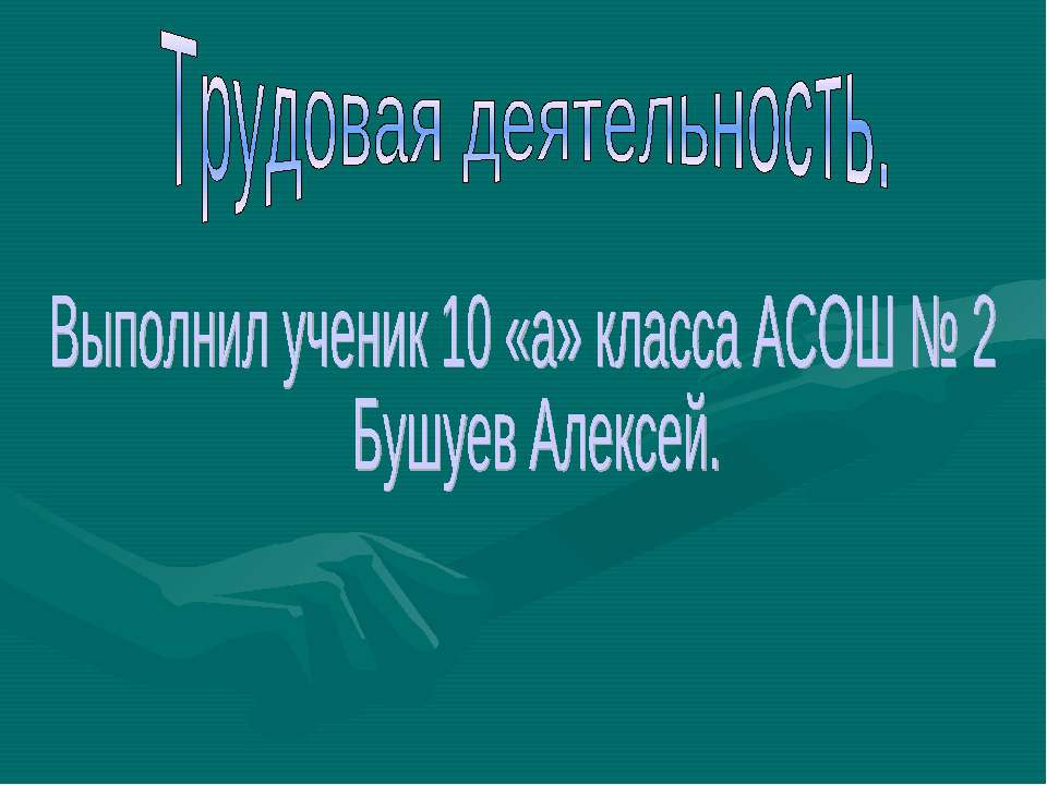 Трудовая деятельность (10 класс)