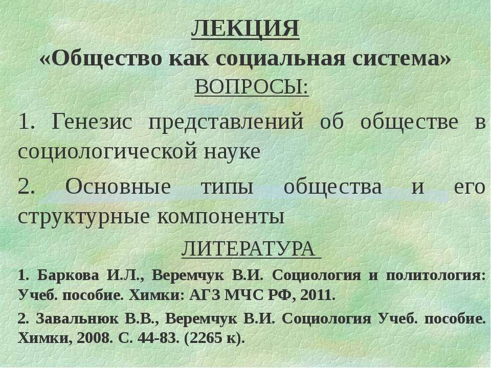 Общество как социальная система