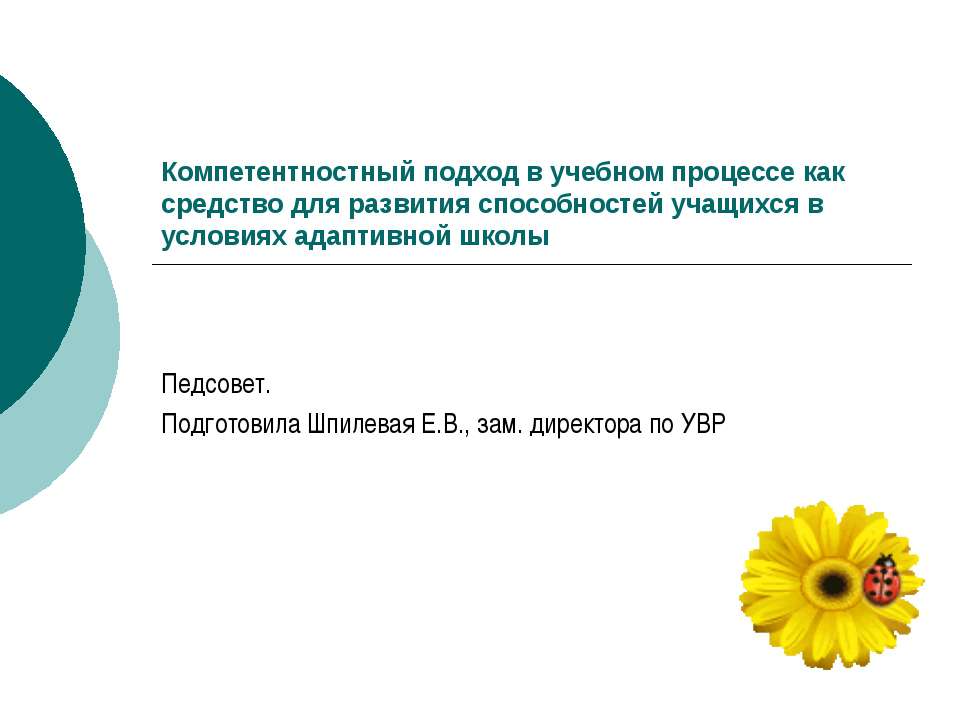 Компетентностный подход в учебном процессе как средство для развития способностей учащихся в условиях адаптивной школы