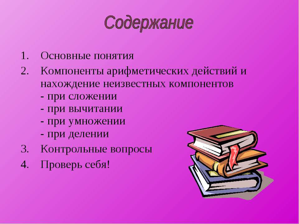 Компоненты арифметических действий