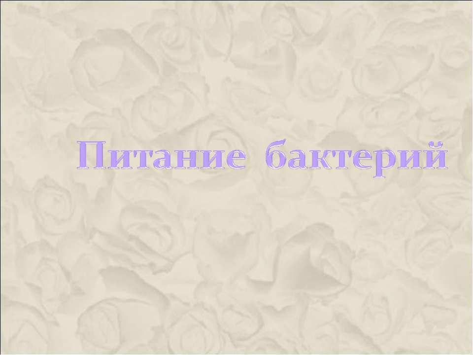 Питание бактерий