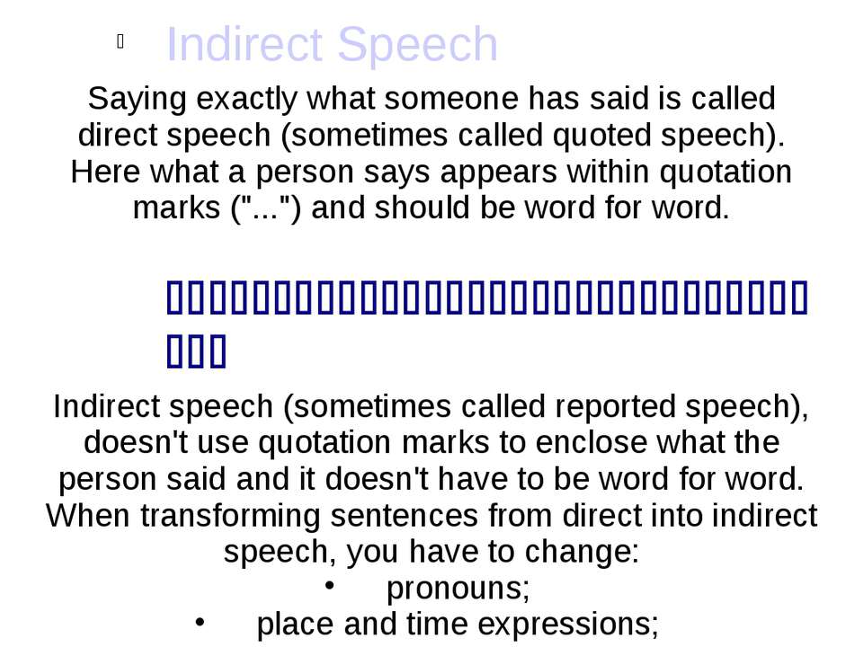 Indirect Speech