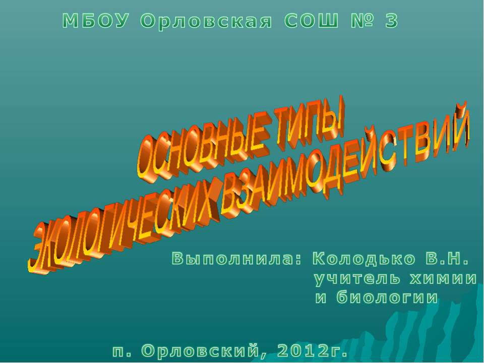 Основные типы экологических взаимодействий 11 класс