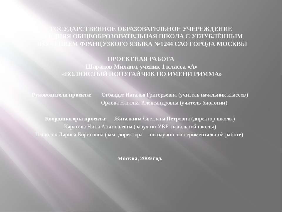 Волнистый попугайчик по имени Рима