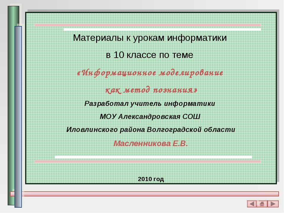 Информационное моделирование как метод познания