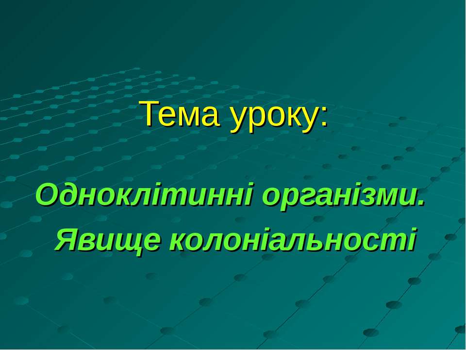 Одноклітинні організми. Явище колоніальності