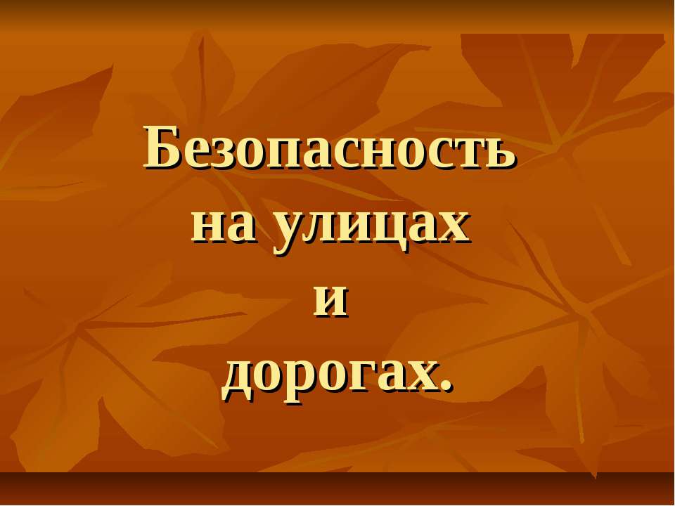 Безопасность на улицах и дорогах