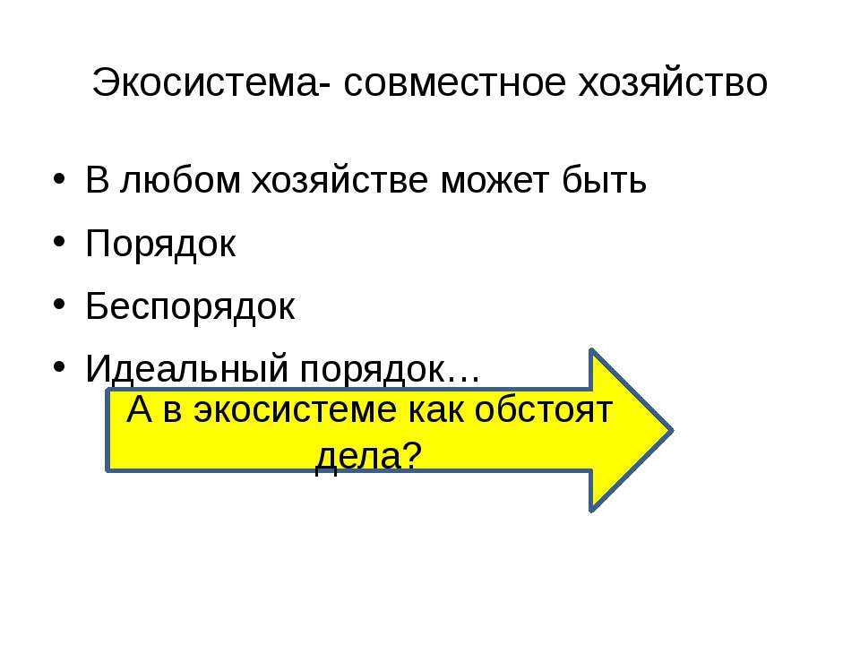Экосистема- совместное хозяйство