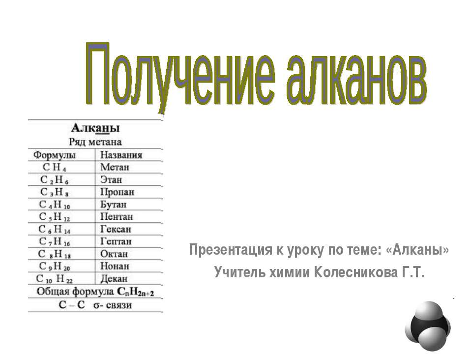 Получение алканов
