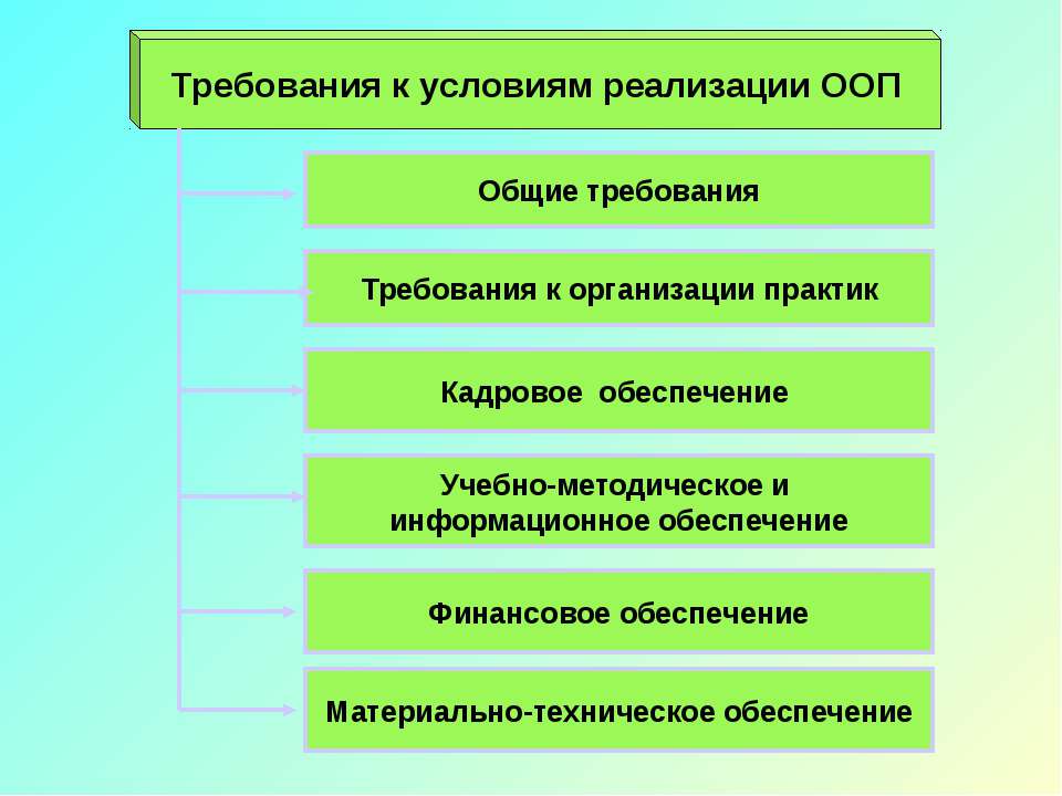 Требования к условиям реализации ООП