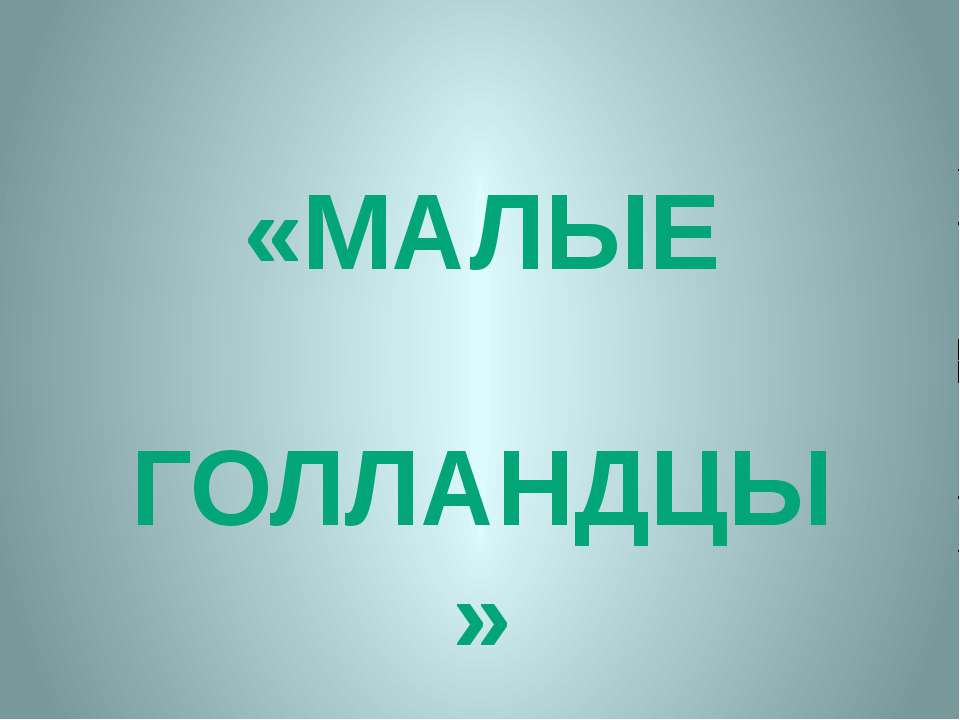 МАЛЫЕ ГОЛЛАНДЦЫ