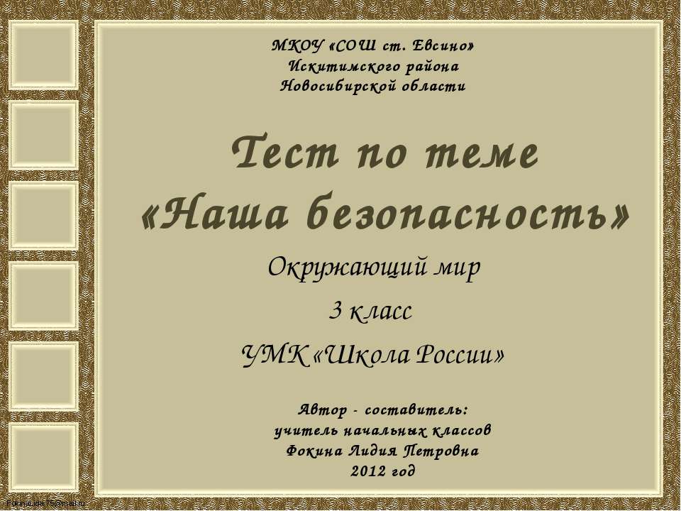 Тест по теме «Наша безопасность»