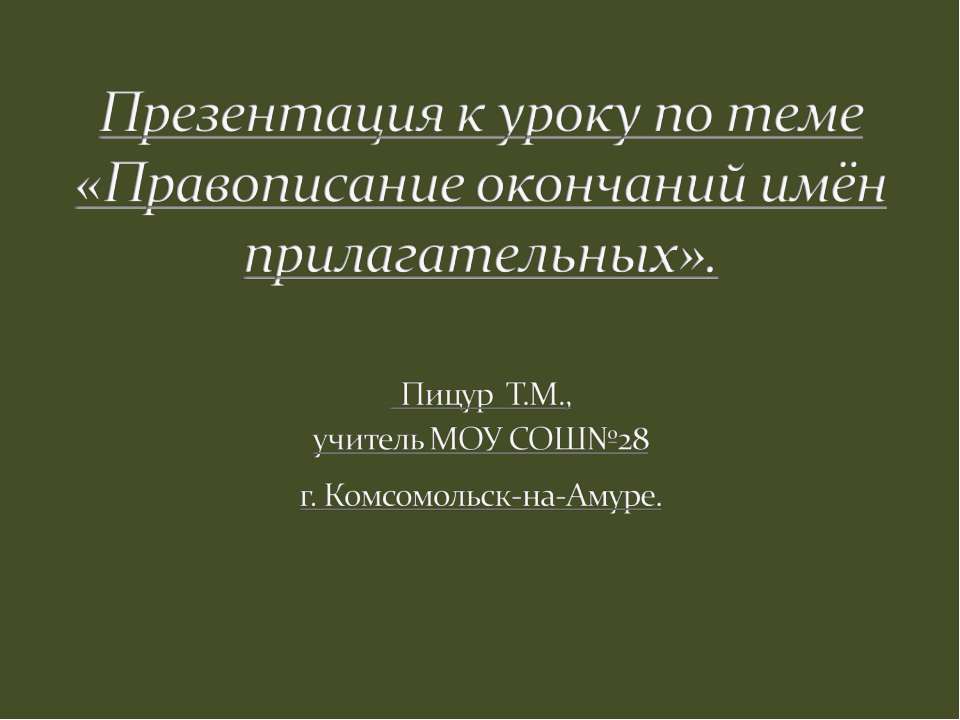 Правописание окончаний имён прилагательных