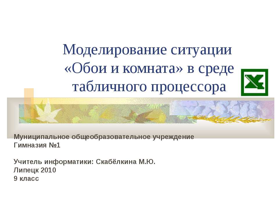 Моделирование ситуации «Обои и комната» в среде табличного процессора