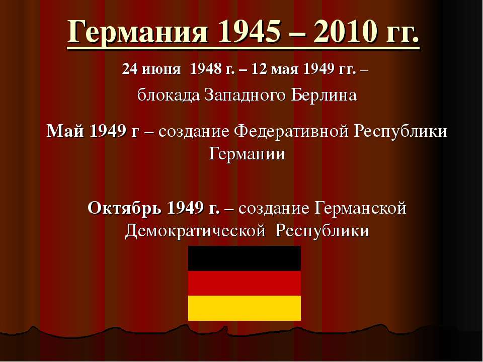 Германия 1945 – 2010 гг