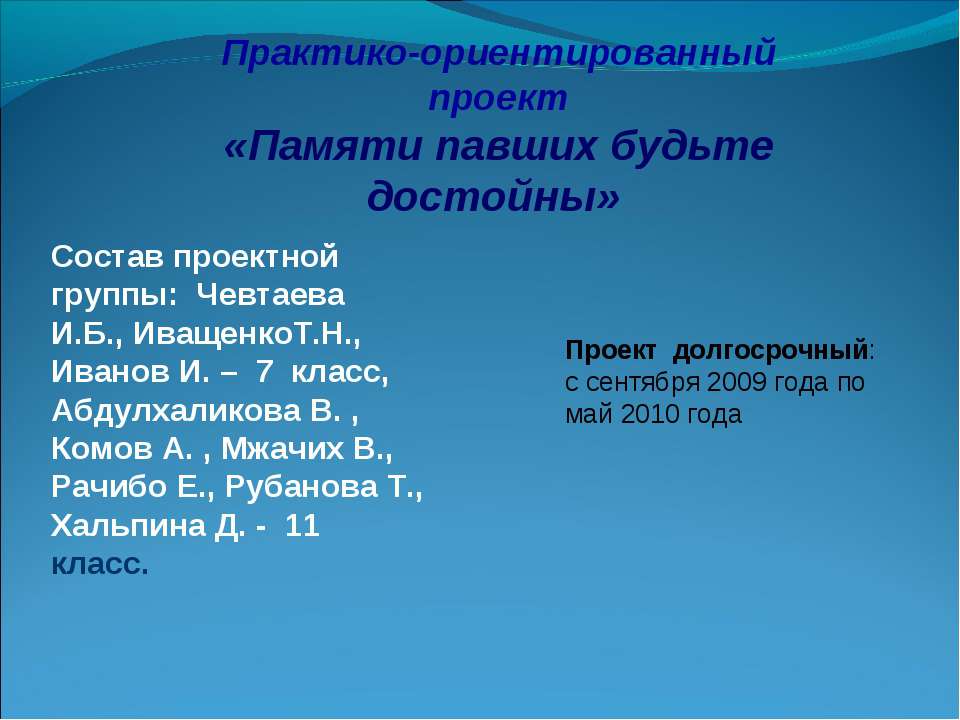 Памяти павших будьте достойны