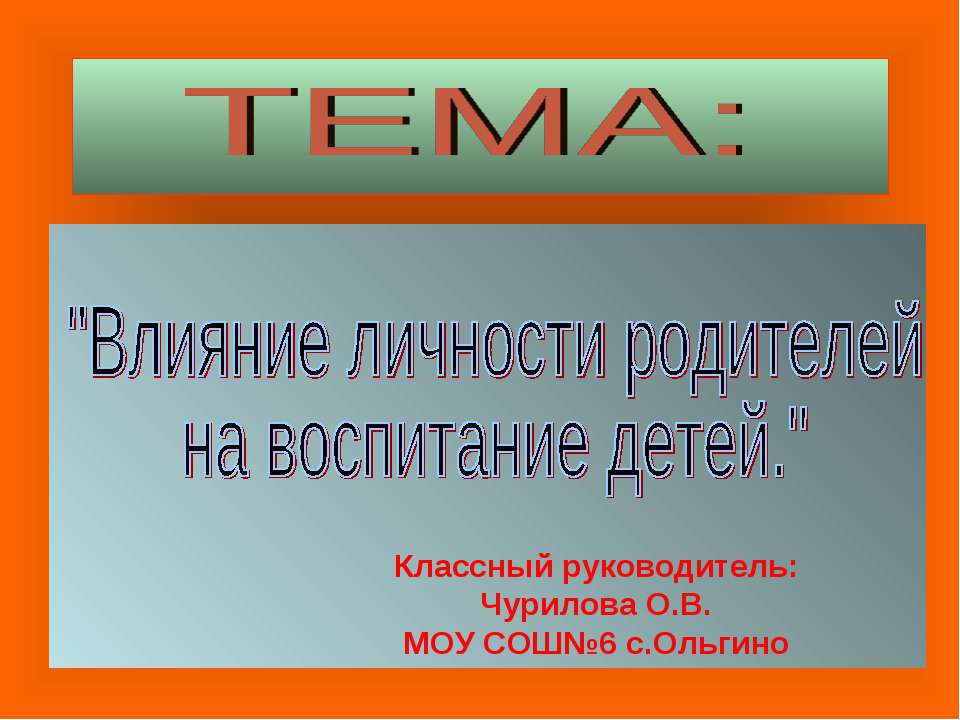 Влияние личности родителей на воспитание детей