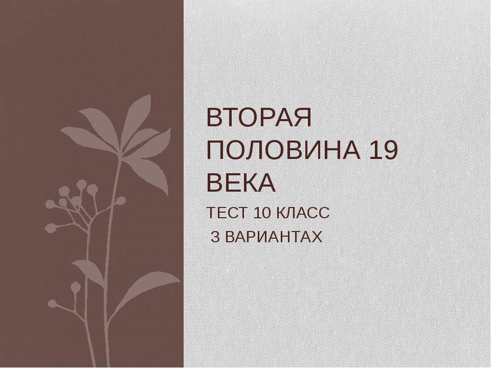Вторая половина 19 века