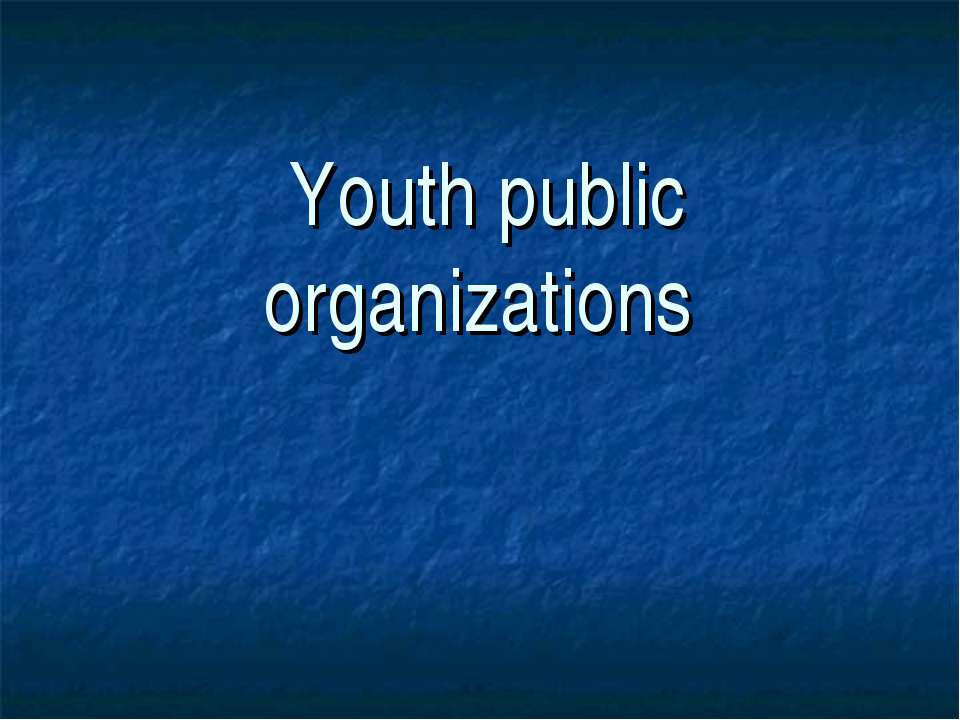 Youth public organizations