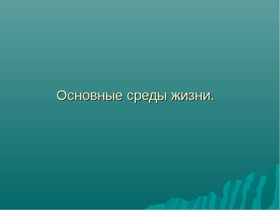 Основные среды жизни