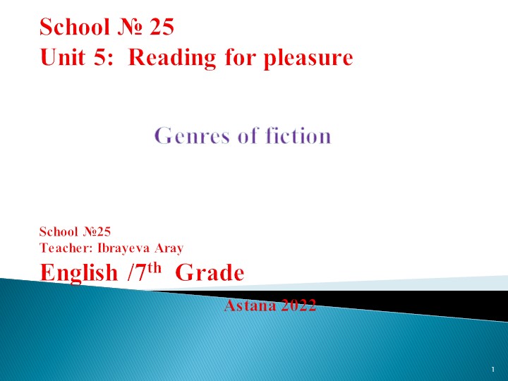 ''Genres of fiction'' Презентация к уроку английского языка, 7 класс