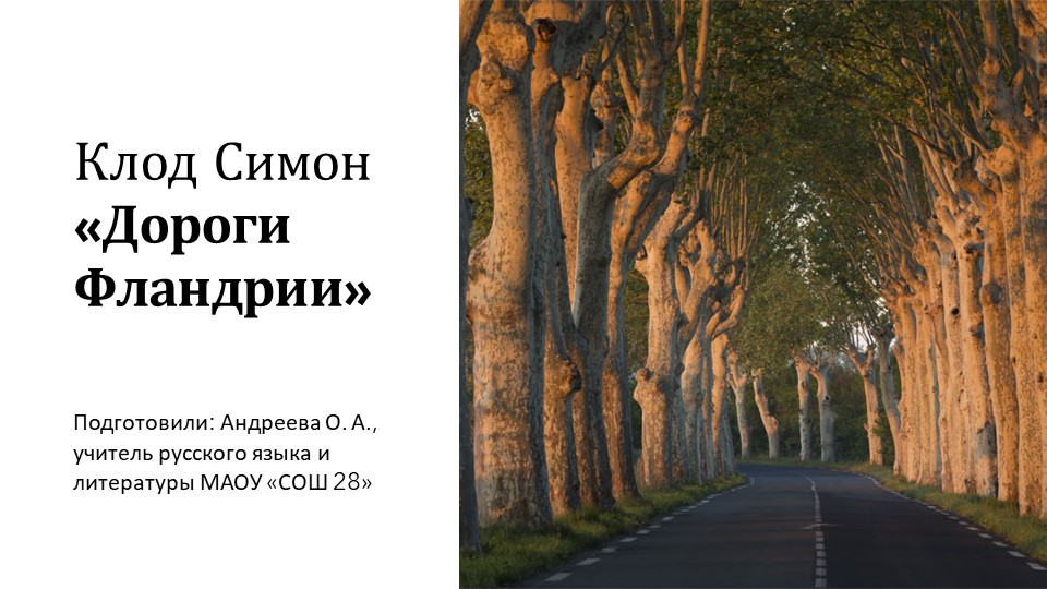 Презентация на тему "Французский антирома Клода Симона "Дороги Фландрии""