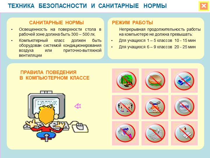 Техника безопасности в кабинете информатики
