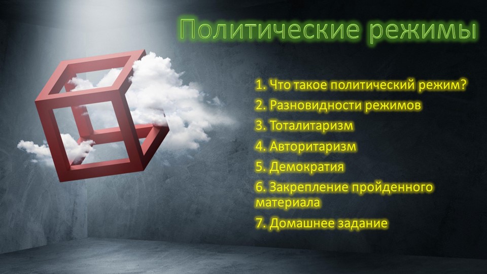 Презентационный материал на тему "Политические режимы"