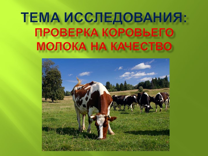 Исследовательская работа "Проверка коровьего молока на качество."