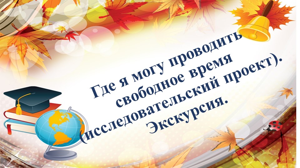 Где я могу проводить свободное время (исследовательский проект). Экскурсия.