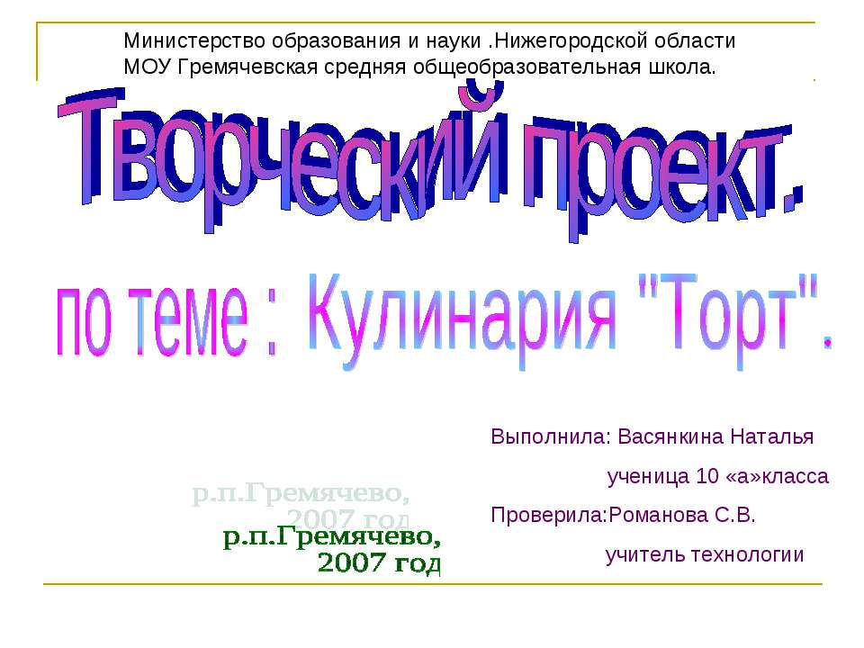 Кулинария "Торт"