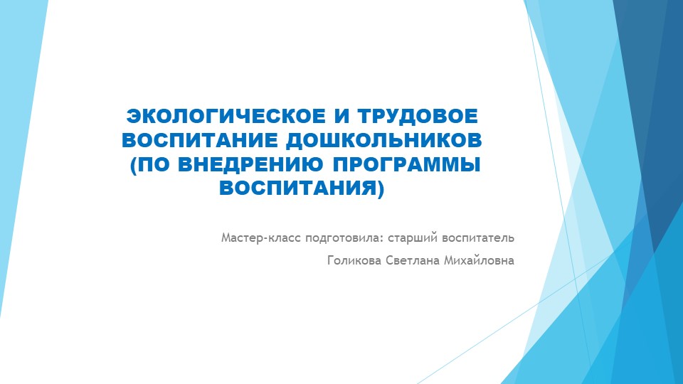 Презентация к мастер-классу по экологическому и трудовому воспитанию