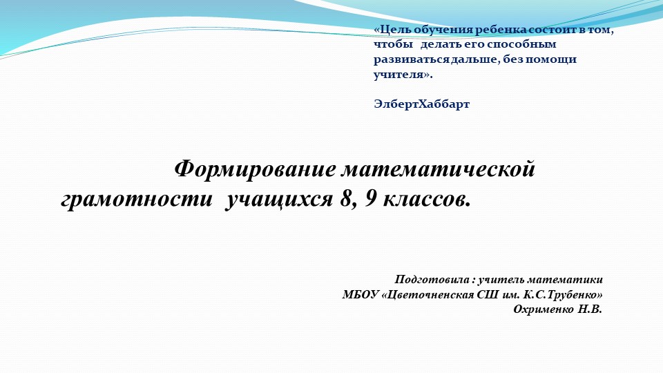 Презентация по математике по теме "Формирование математической грамотности учащихся 8-9 классов"