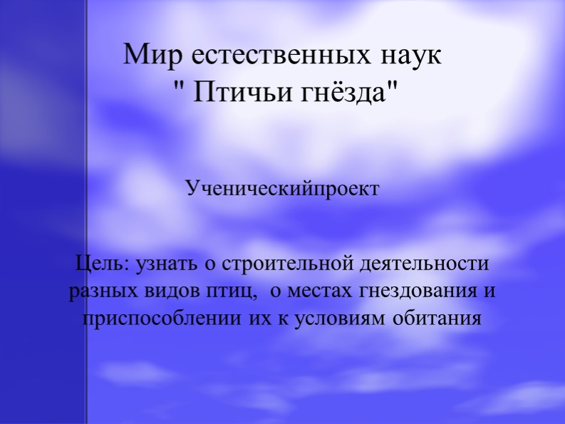 Учебный проект "Птичьи гнёзда" (4 класс)
