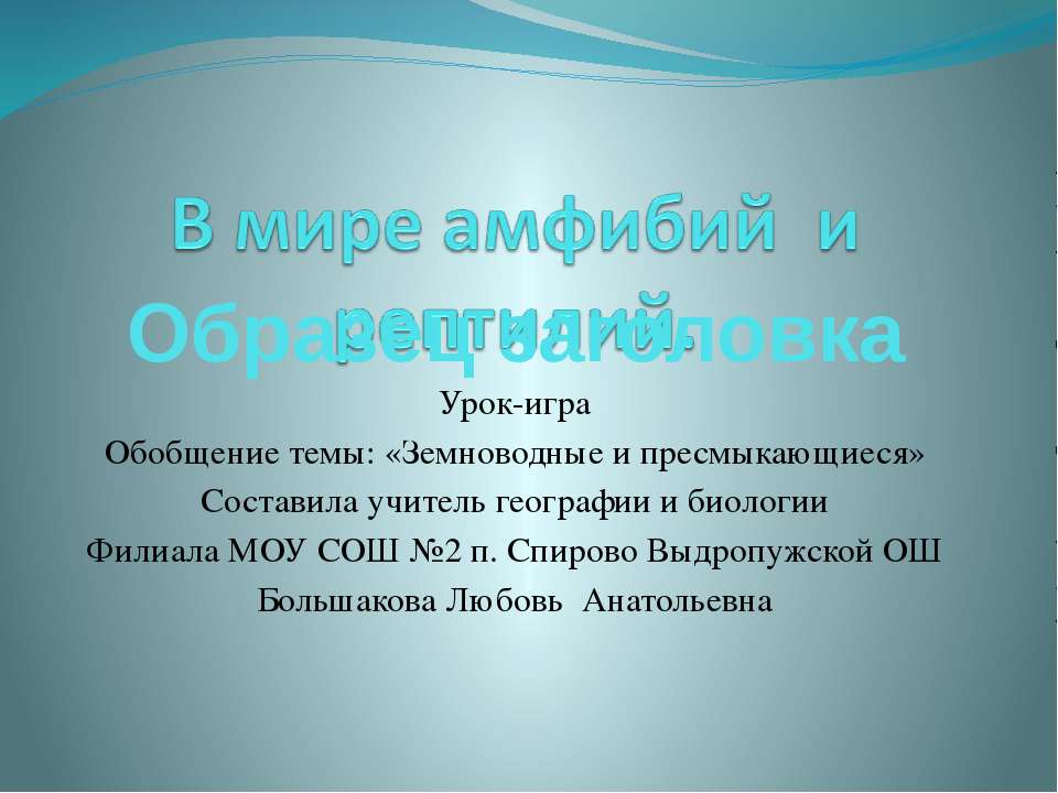 В мире амфибий и рептилий