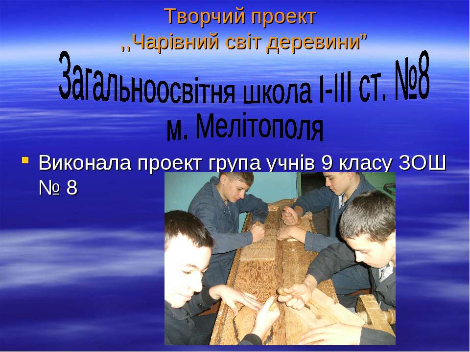 Творчий проект ,,Чарівний світ деревини”