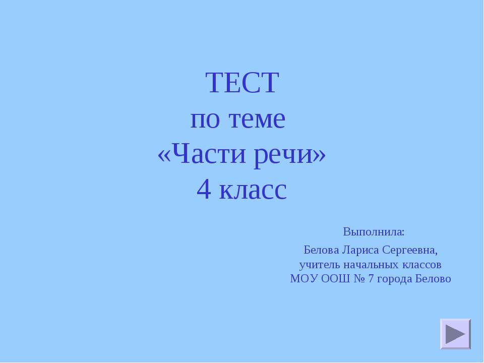 Части речи 4 класс