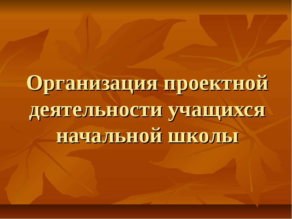 Организация проектной деятельности учащихся начальной школы