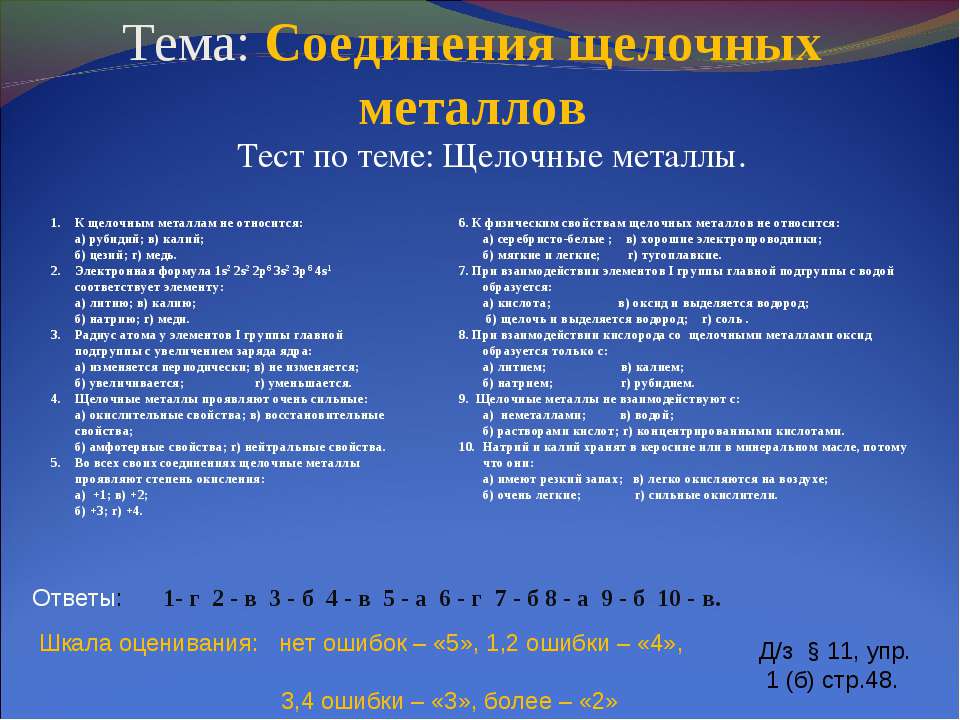 Соединения щелочных металлов