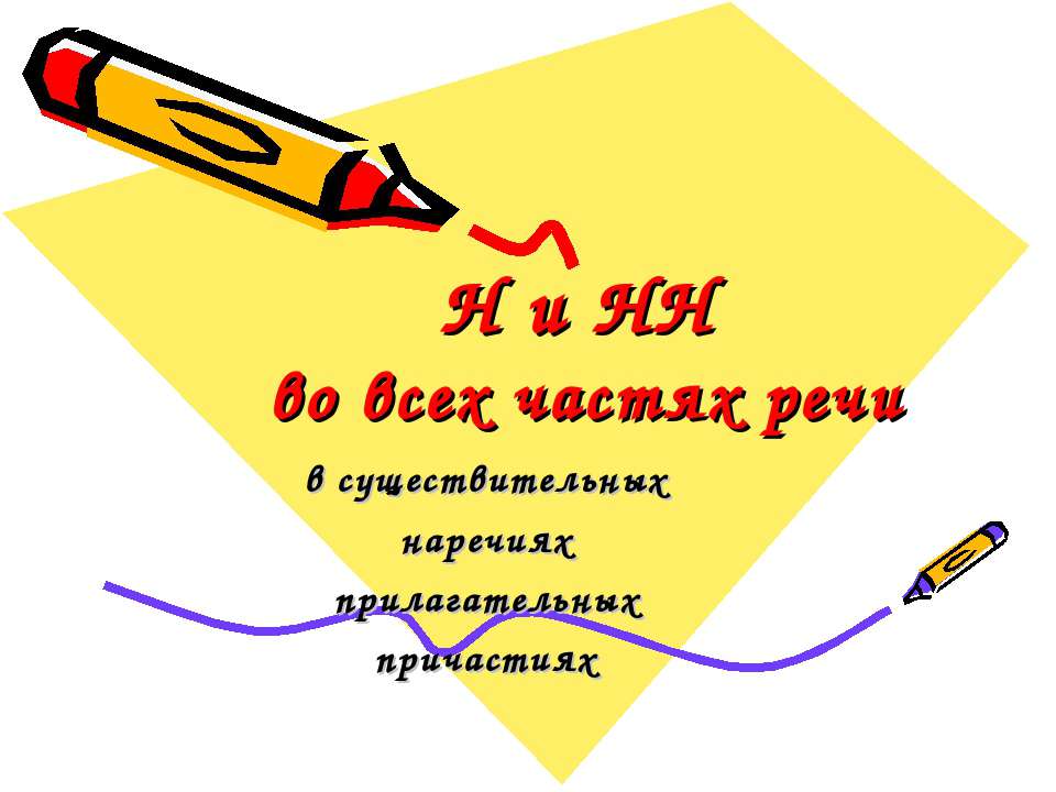 Н и НН во всех частях речи