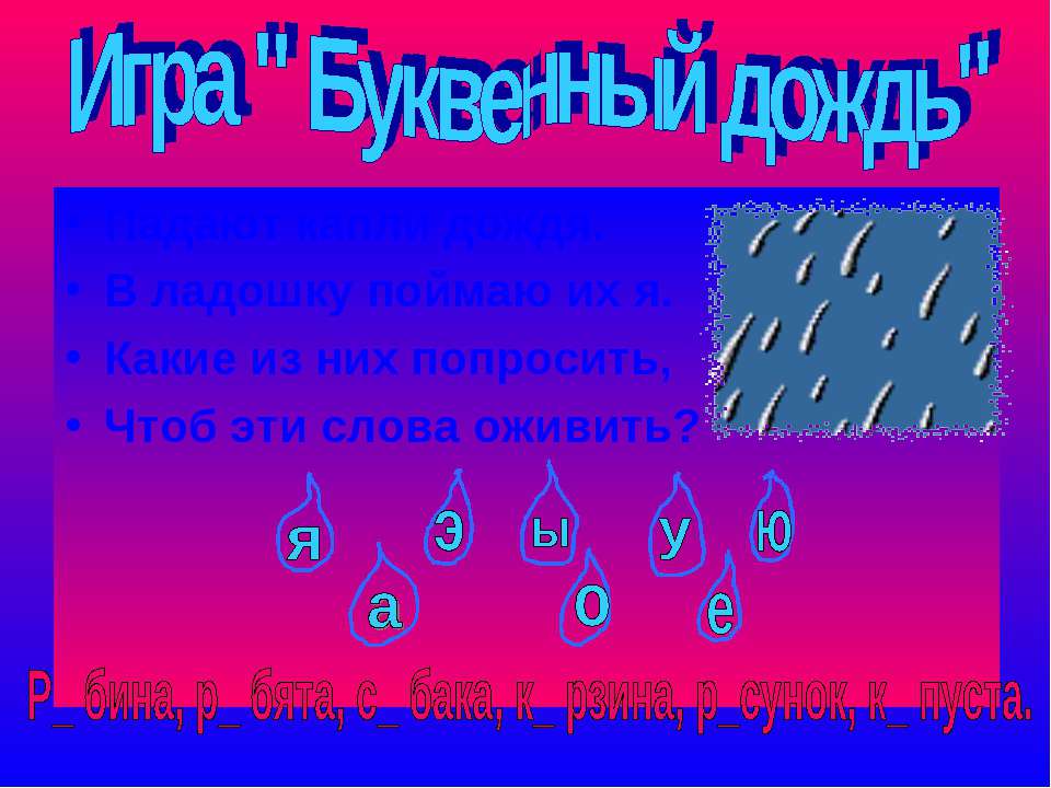 Игра " Буквенный дождь"