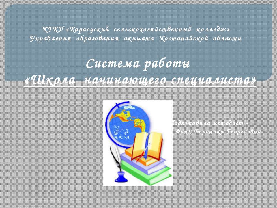 Система работы "Школа начинающего специалиста"