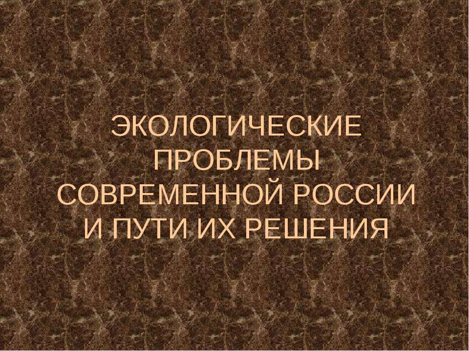 Экологические проблемы современной России и пути их решения