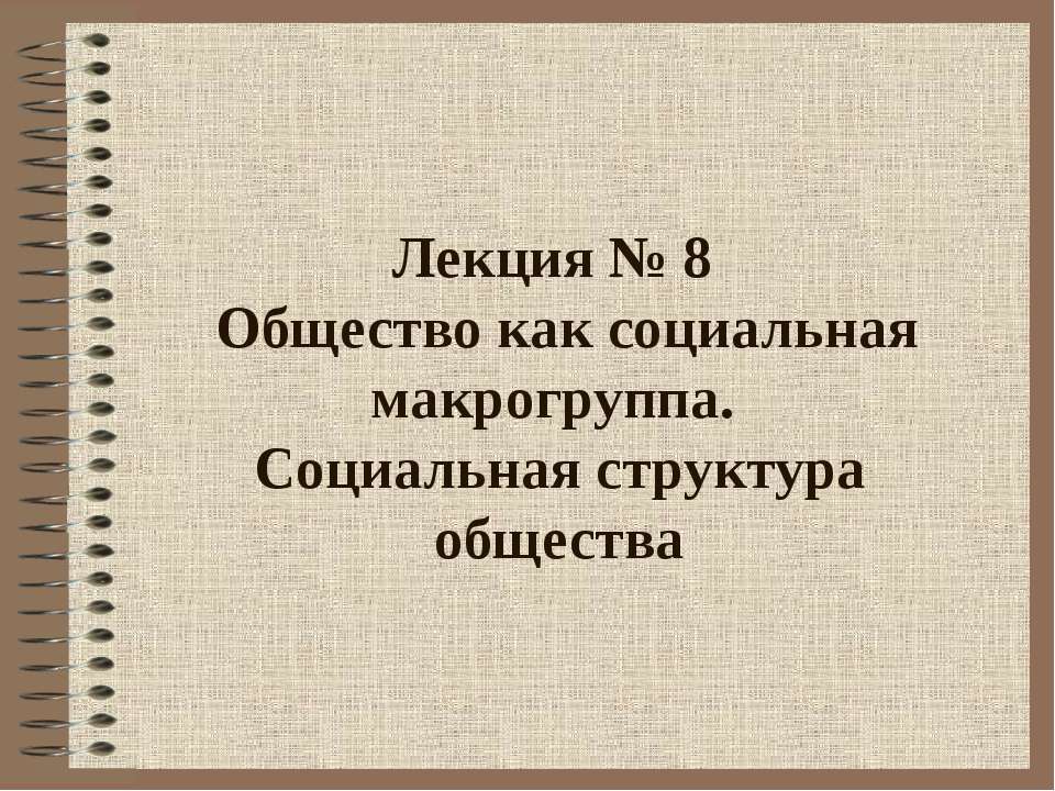 Общество как социальная макрогруппа. Социальная структура общества