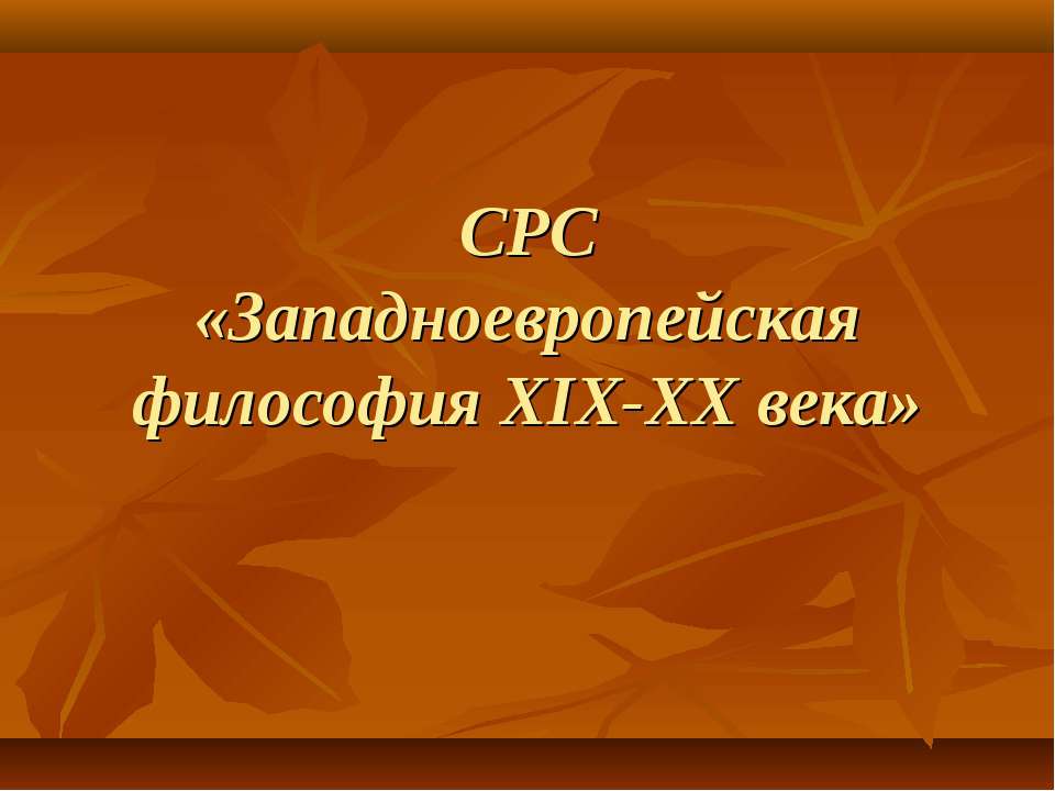 Западноевропейская философия XIX-XX века